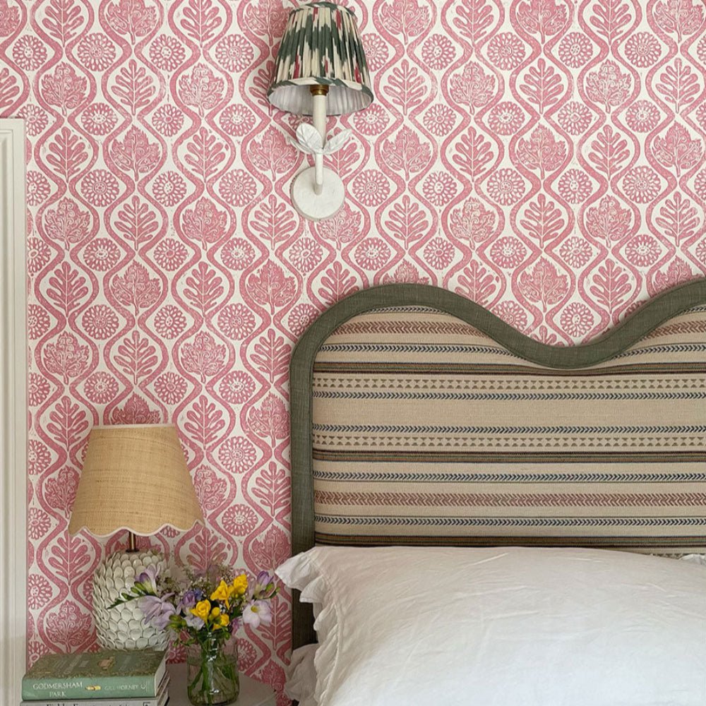 Oakleaves Wallpaper - Pink - Blithfield - 820-08 - Premier Wallcovering