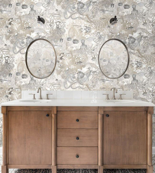 Octopus Wallpaper - Black Pearl - Brand McKenzie - BMWL005/06A - Premier Wallcovering