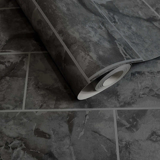 Odeon Tile Wallpaper - Charcoal - Holden Décor - 89390 - Premier Wallcovering