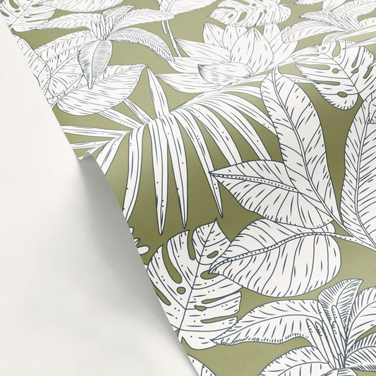Odyssee Hawai Wallpaper - Vert Kaki - Caselio - 101437167 - Premier Wallcovering