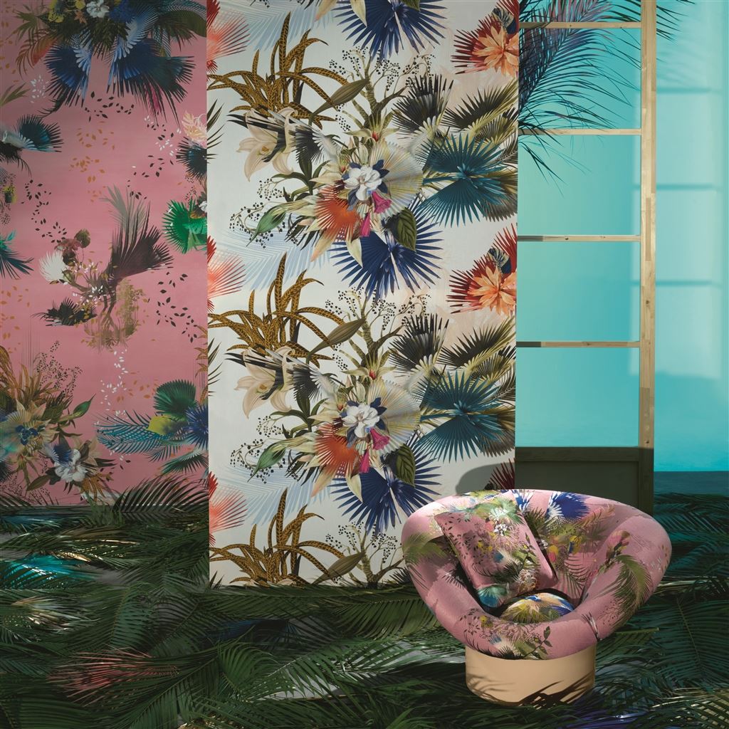 Oiseau De Bengale Fabric - Camelia - Christian Lacroix - FCL7052/01 - Premier Wallcovering