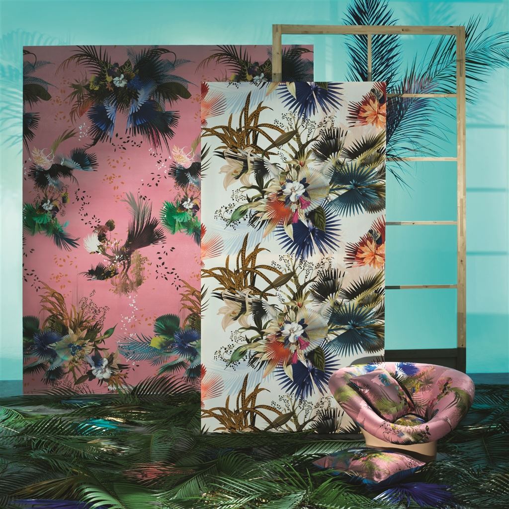 Oiseau De Bengale Fabric - Camelia - Christian Lacroix - FCL7052/01 - Premier Wallcovering