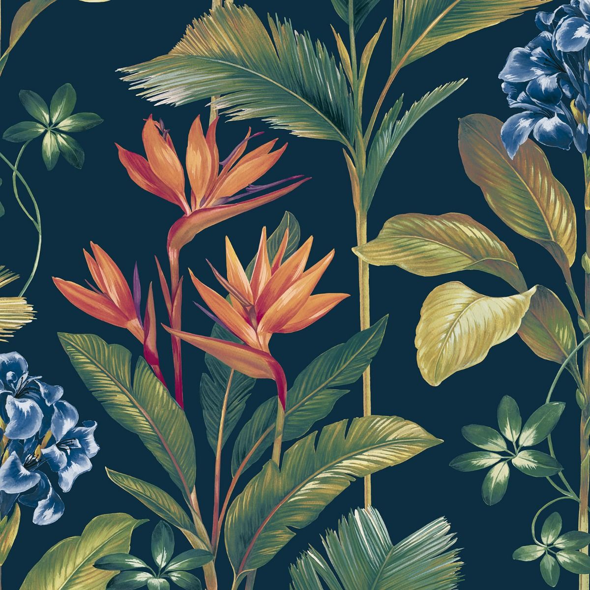 Oliana Floral Wallpaper - Navy - Belgravia - 8487 - Premier Wallcovering