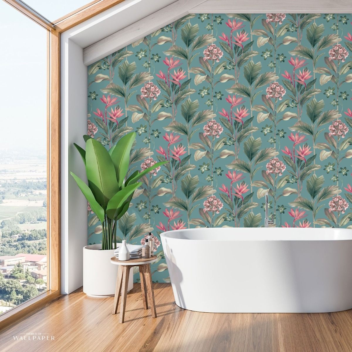 Oliana Floral Wallpaper - Soft Teal - Belgravia - 8486 - Premier Wallcovering