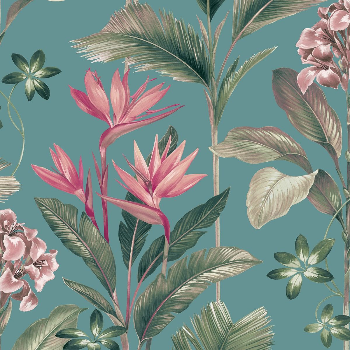Oliana Floral Wallpaper - Soft Teal - Belgravia - 8486 - Premier Wallcovering