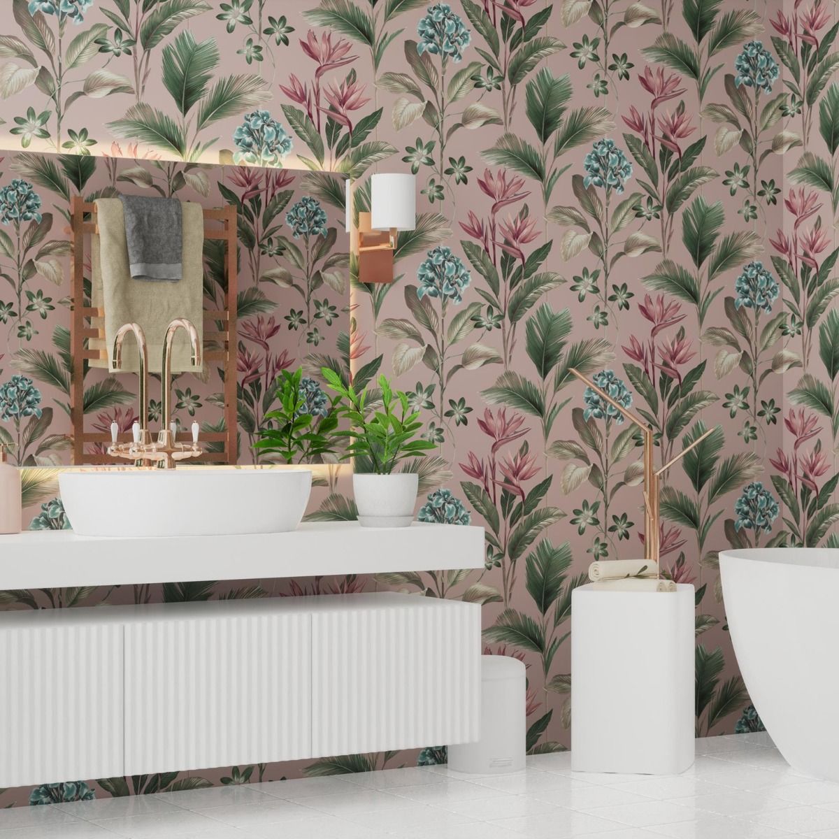 Oliana Floral Wallpaper - Pink - Belgravia - 8485 - Premier Wallcovering