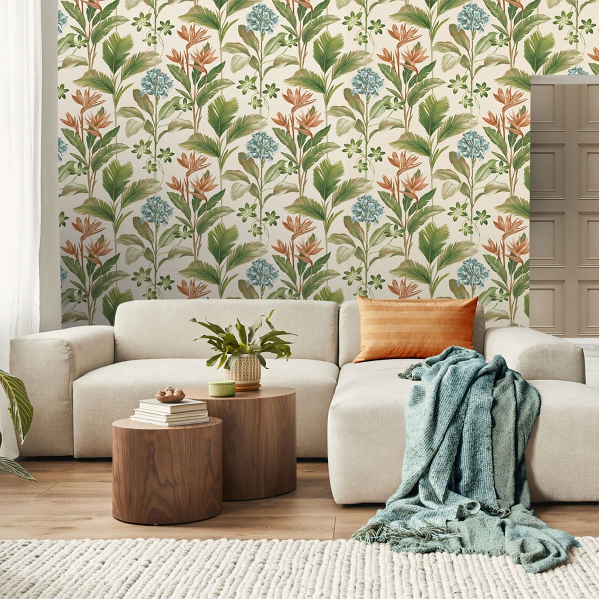 Oliana Floral Wallpaper - Green / Blue - Belgravia - 8496 - Premier Wallcovering