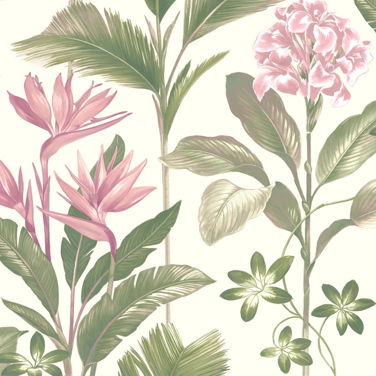 Oliana Floral Wallpaper - Green / Pink - Belgravia - 8495 - Premier Wallcovering