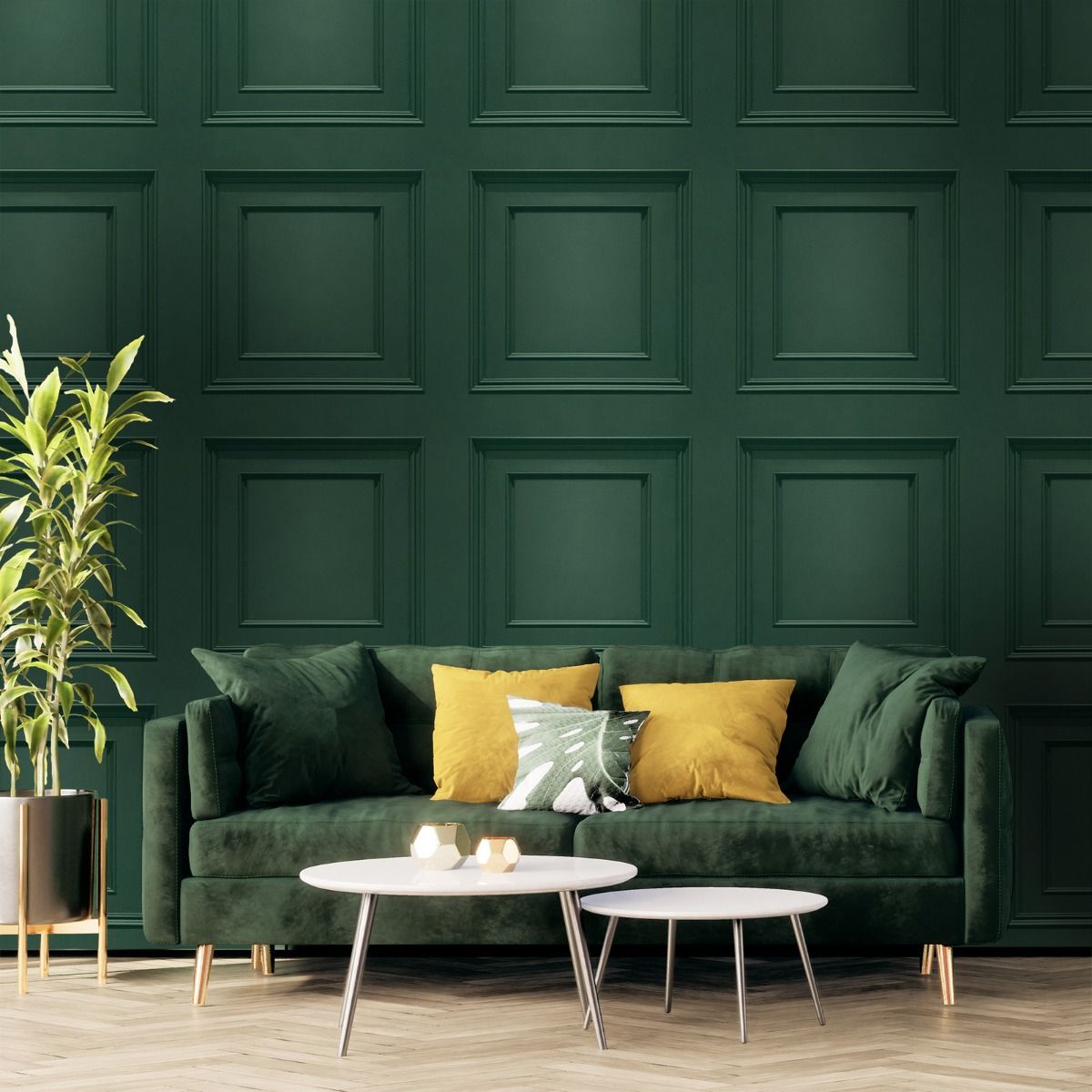 Oliana Panel Wallpaper - Green - Belgravia - 8490 - Premier Wallcovering