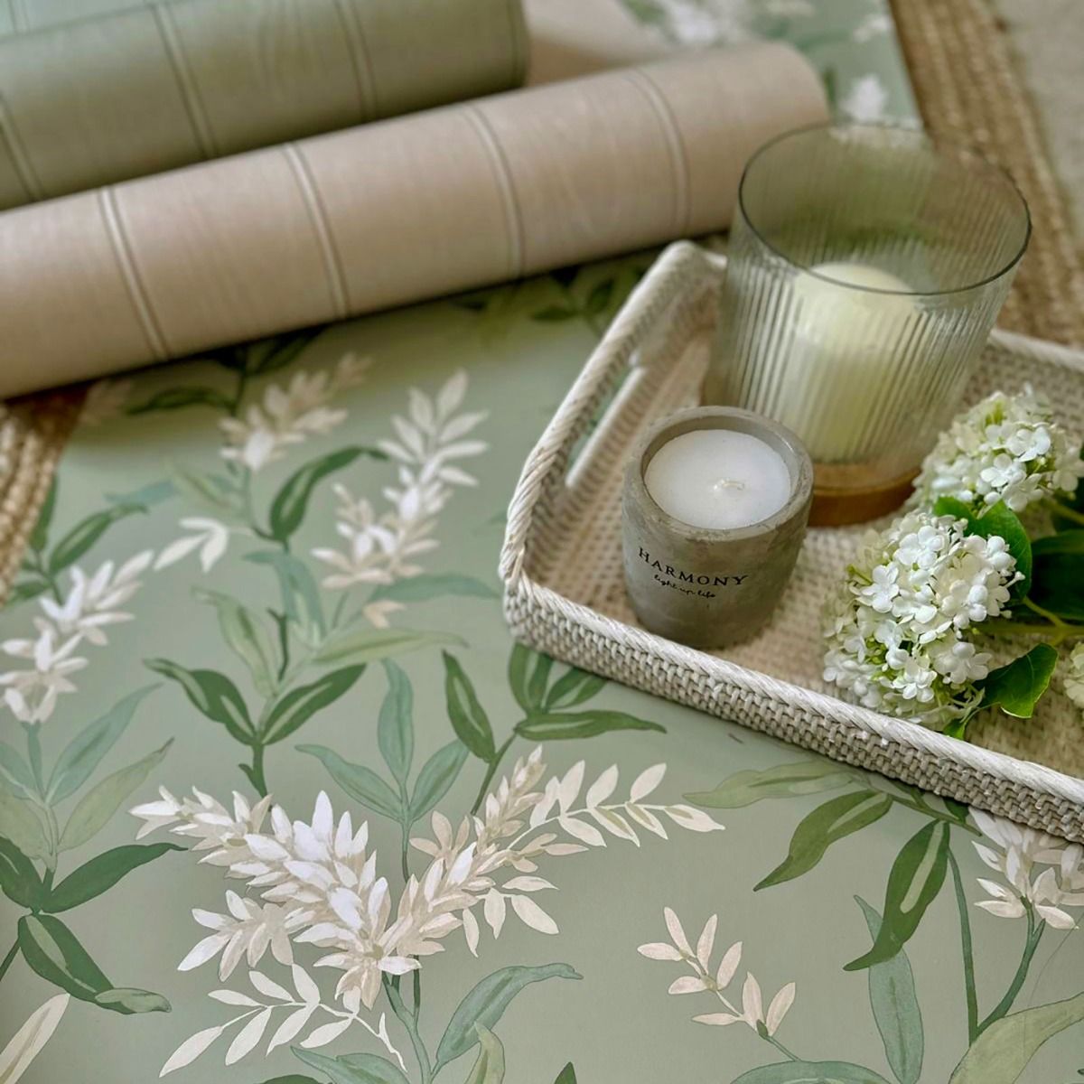 Olivia Floral Wallpaper - Sage Green - Belgravia - 5907 - Premier Wallcovering
