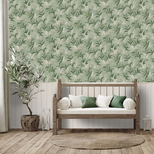 Olivia Floral Wallpaper - Sage Green - Belgravia - 5907 - Premier Wallcovering