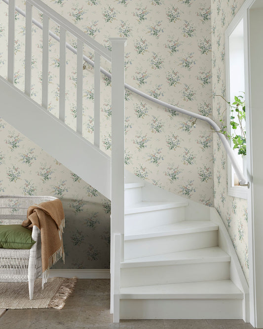 Olivia Wallpaper - Creamy White - Midbec - 16001 - Premier Wallcovering