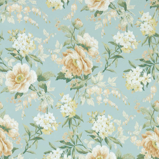 Olivia Wallpaper - Sky Mist/Tan - DOSW217039 - Sanderson - Premier Wallcovering