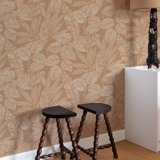 Omaru Lorena Leaves Wallpaper - Ochre - Grandeco - A69502 - Premier Wallcovering