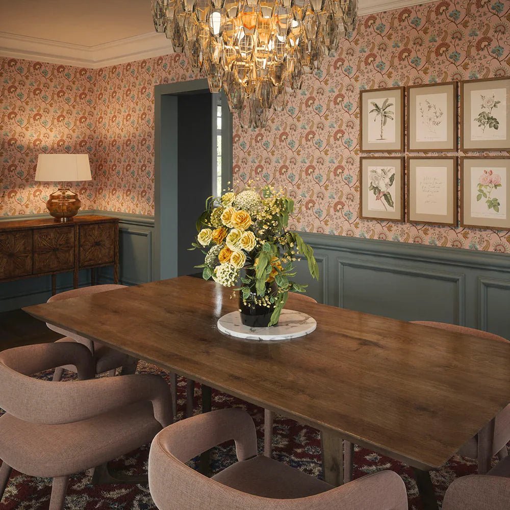 Ophelia Wallpaper - Dusty Pink, Ochre and Teal - LAN100102 - Lucie Annabel - Premier Wallcovering