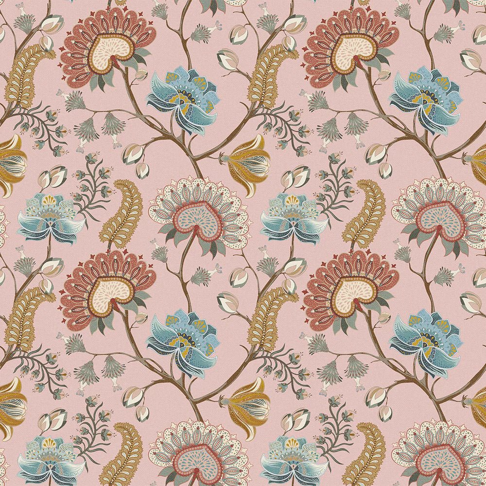 Ophelia Wallpaper - Dusty Pink, Ochre and Teal - LAN100102 - Lucie Annabel - Premier Wallcovering