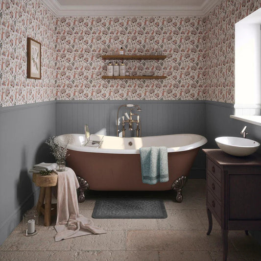 Ophelia Wallpaper - Coral, Olive and Mineral - LAN100101 - Lucie Annabel - Premier Wallcovering