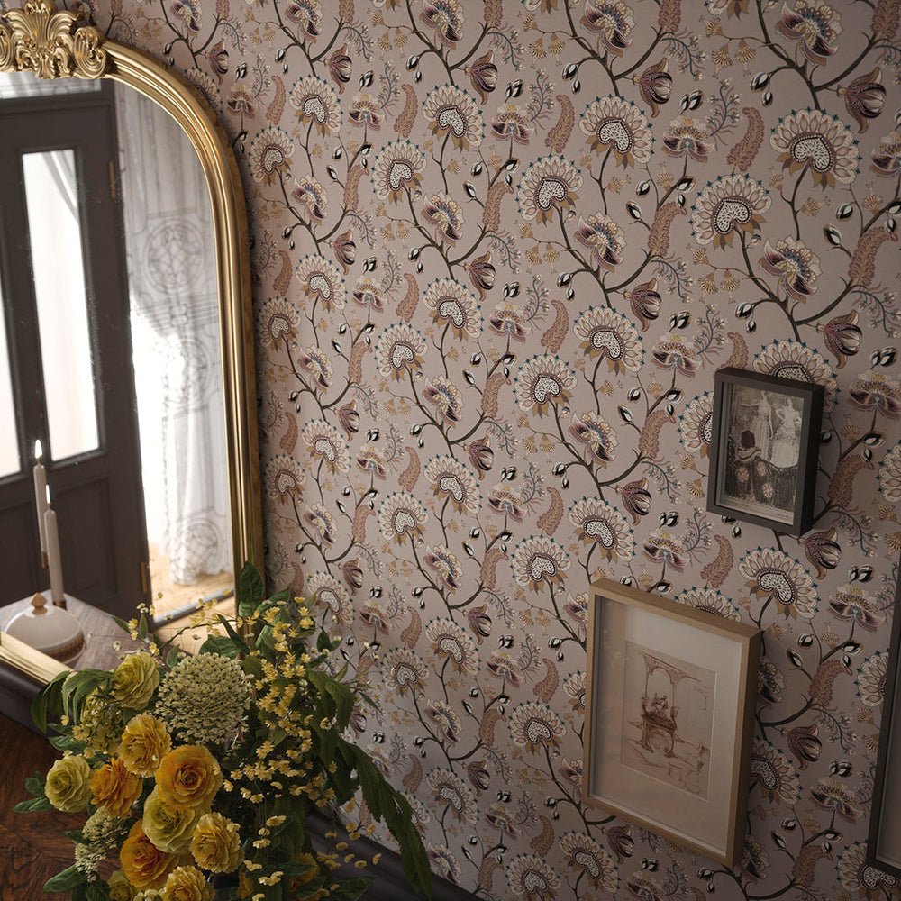 Ophelia Wallpaper - Shades of Mauve and Gold - LAN100103 - Lucie Annabel - Premier Wallcovering