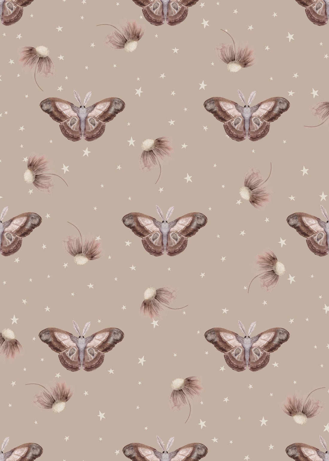 Ophelia’s Dream Nursery Wallpaper - Dusty Rose - Summer Gray - Premier Wallcovering