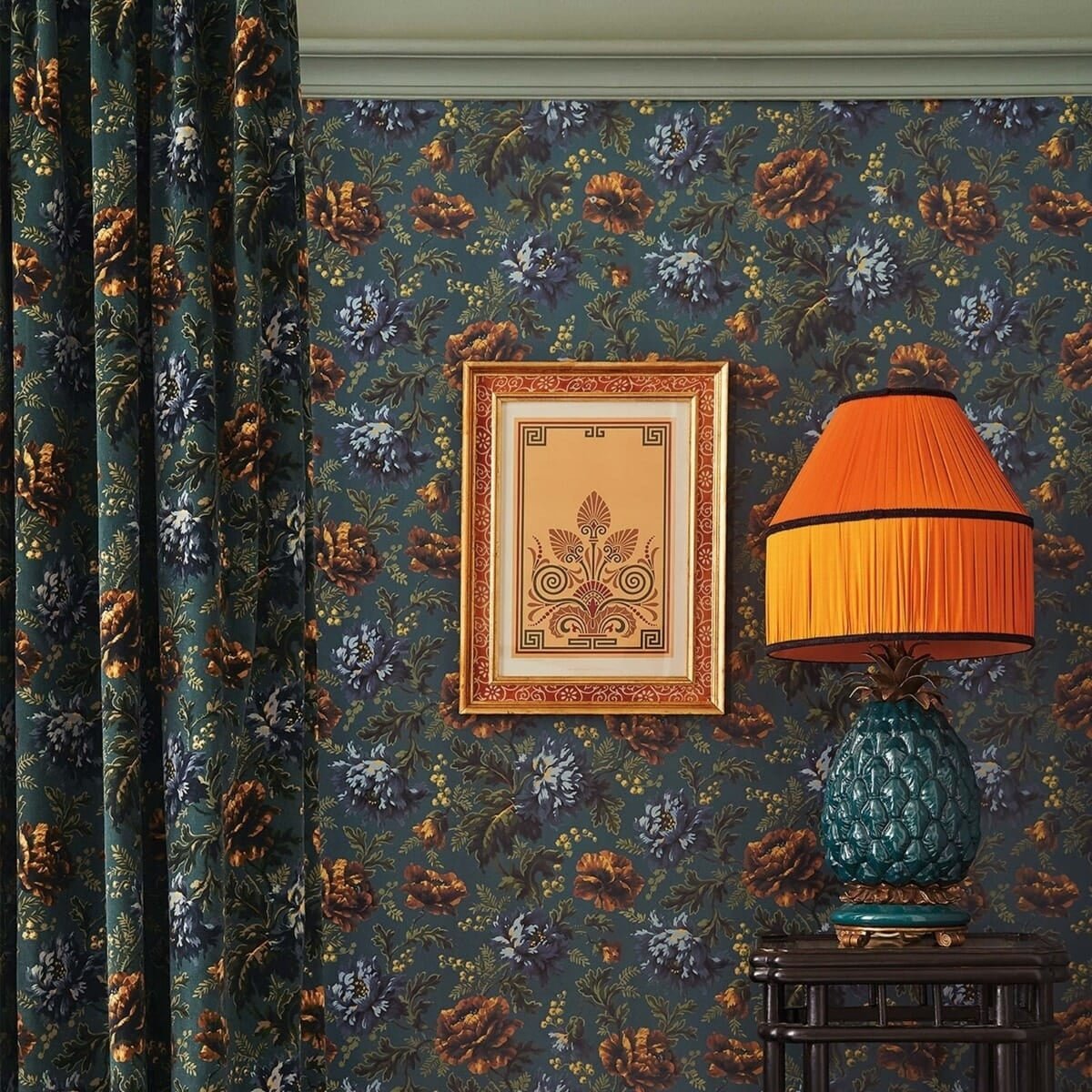 Opia Velvet Fabric - Petrol - House of Hackney - 1-FA-OPI-VE-PET-XXX-XXX - Premier Wallcovering