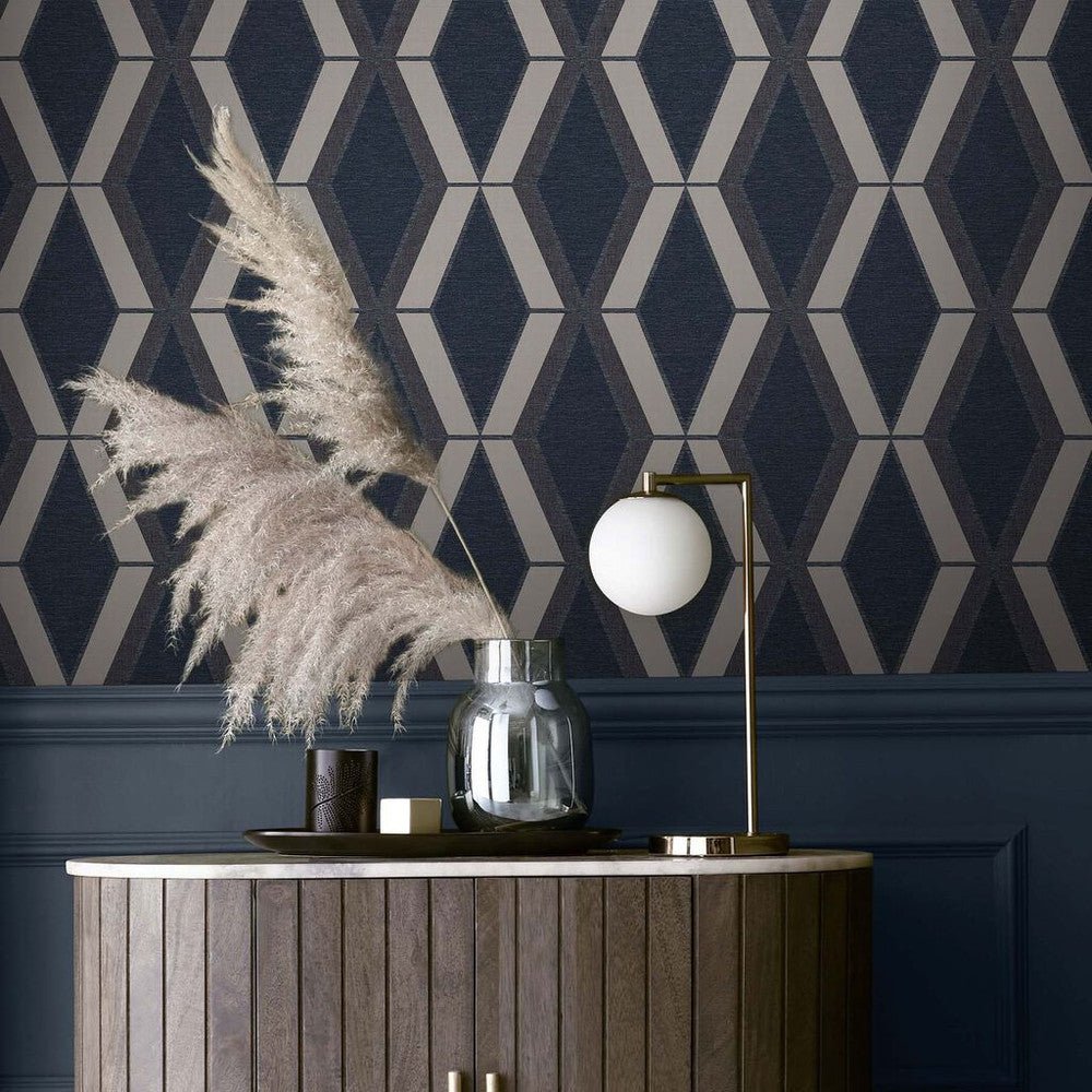 Optical Triangle Wallpaper - Navy - Next - 118282 - Premier Wallcovering