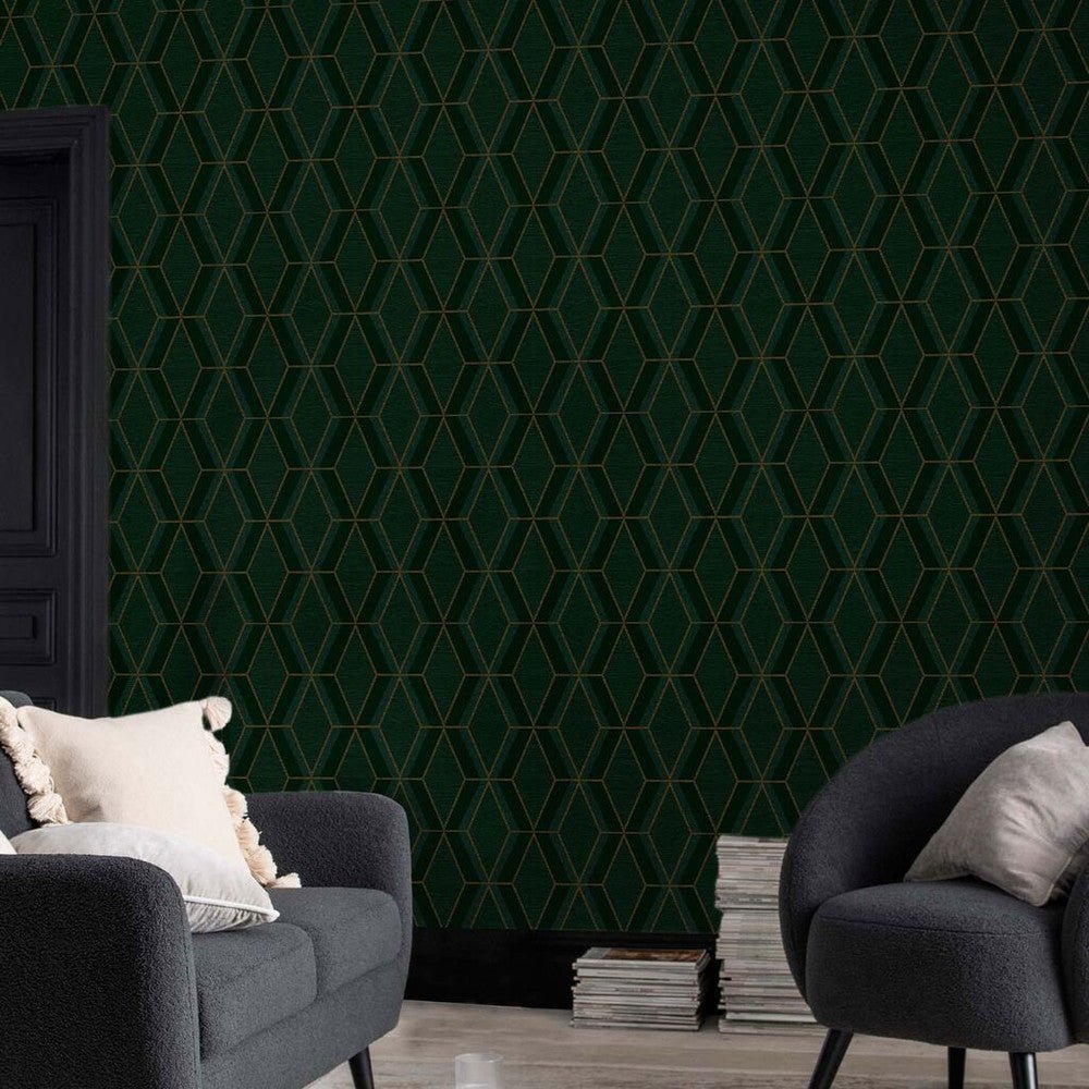 Optical Triangle Wallpaper - Green - Next - 118284 - Premier Wallcovering