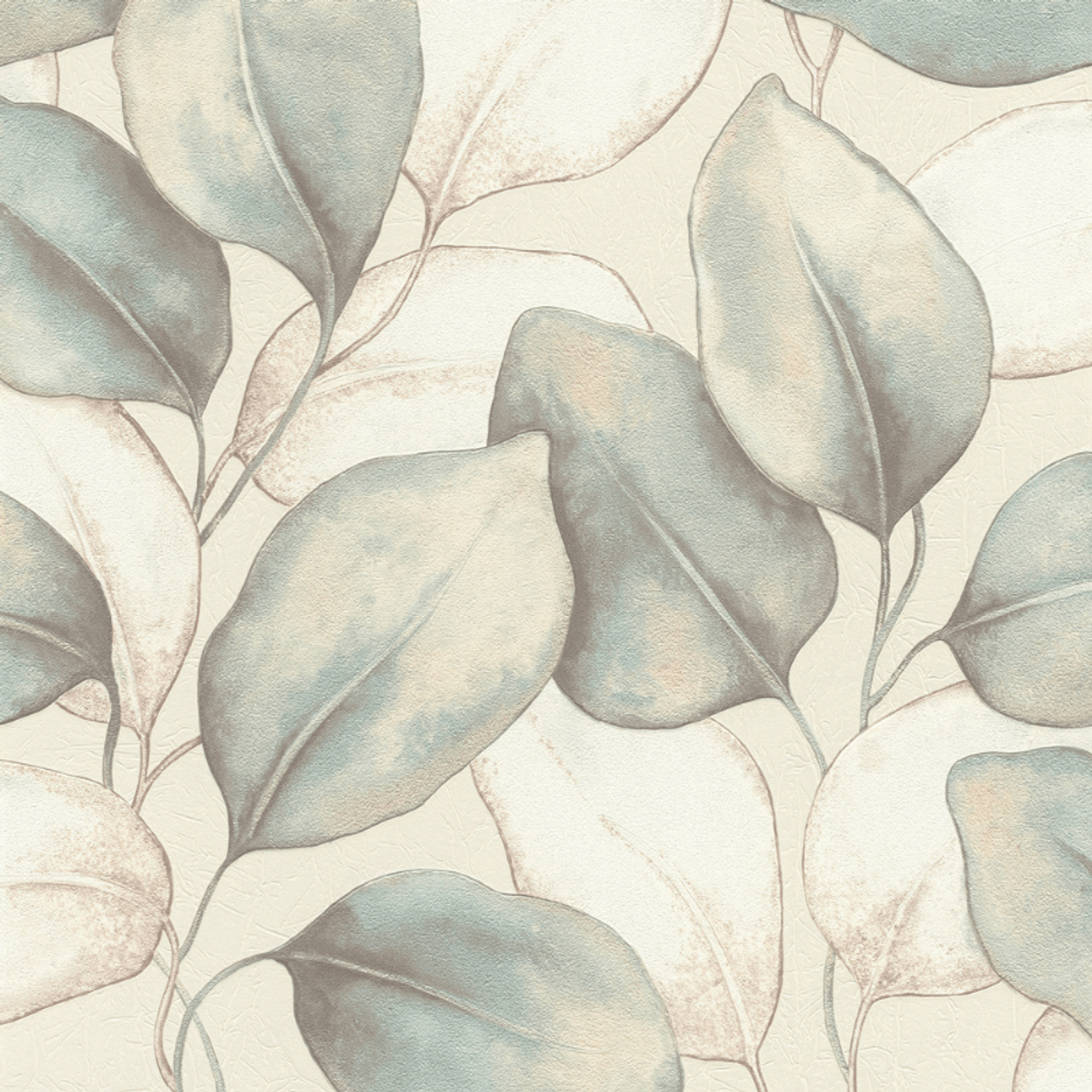 Opulenza Leaf Wallpaper - Blue - Rasch - 659863 - Premier Wallcovering