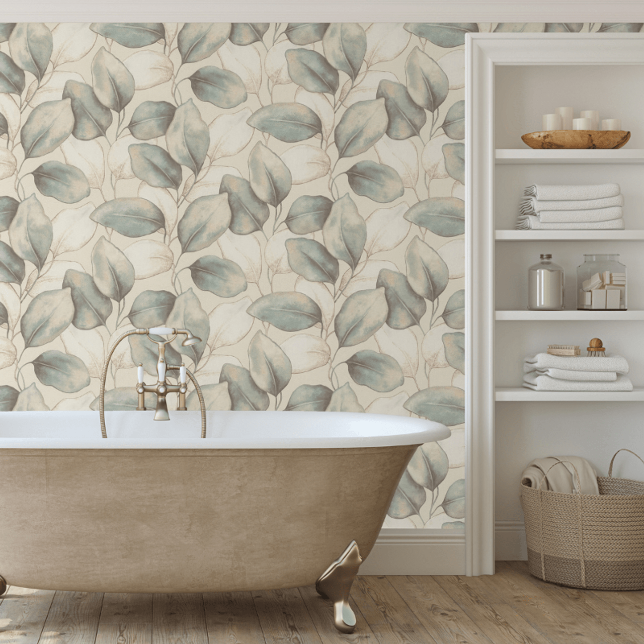 Opulenza Leaf Wallpaper - Blue - Rasch - 659863 - Premier Wallcovering
