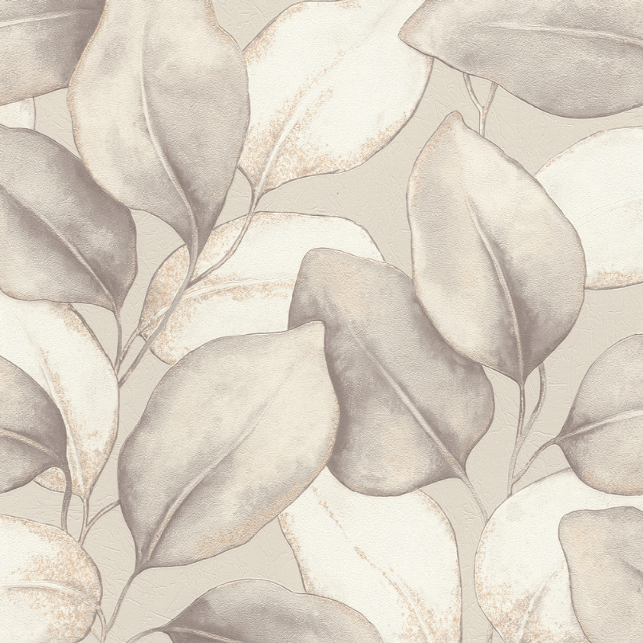 Opulenza Leaf Wallpaper - Soft Grey - Rasch - 659856 - Premier Wallcovering
