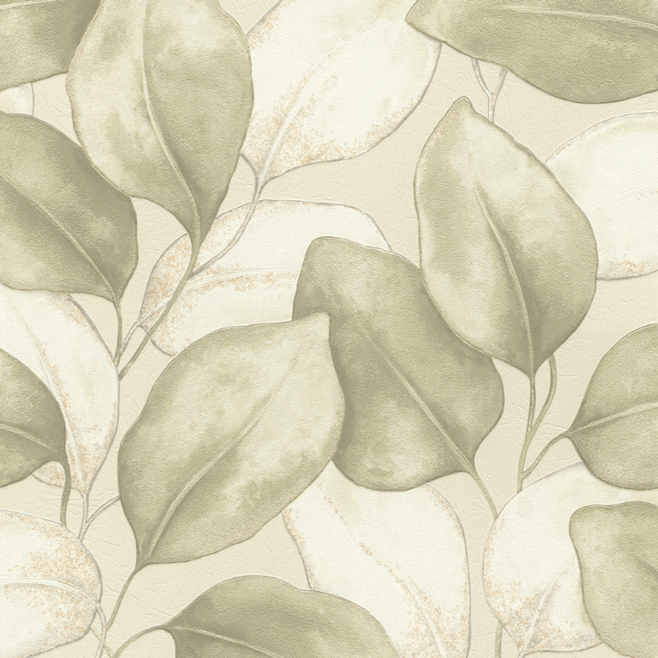 Opulenza Leaf Wallpaper - Sage - Rasch - 659870 - Premier Wallcovering