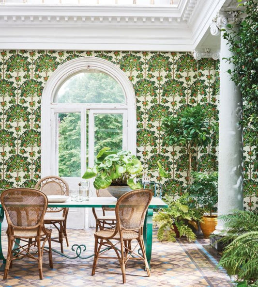 Orange Blossom Wallpaper - Burnt Orange & Mint on Seafoam - 117/1004 - Cole & Son - Premier Wallcovering