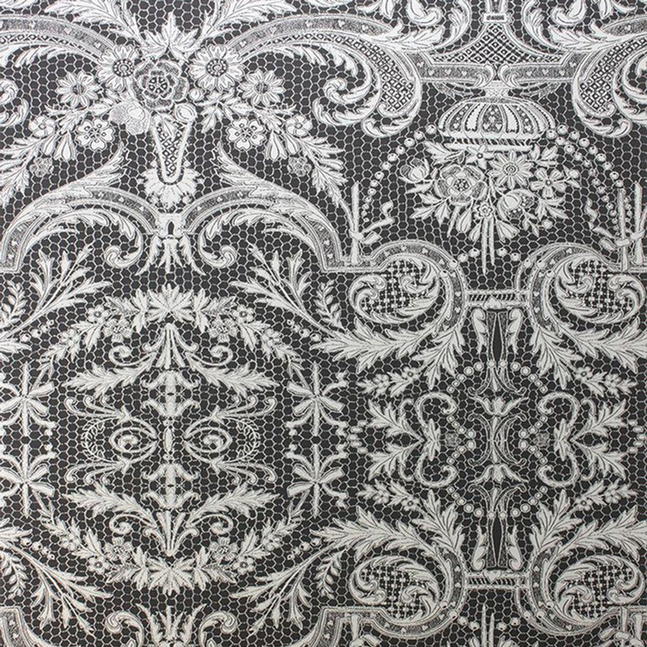 Orangery Lace Wallpaper - 
Black/Metallic - Matthew Williamson
 - W7142-02 - Premier Wallcovering
