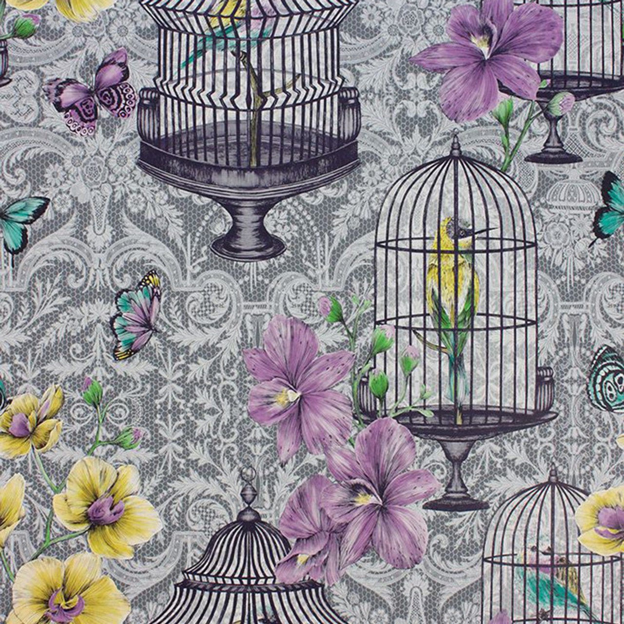 Orangery Wallpaper - Amethyst/Lilac/Lemon - Matthew Williamson - W7141/02 - Premier Wallcovering