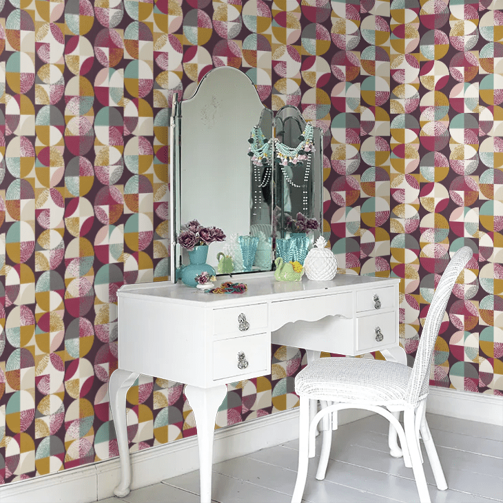 Orb Wallpaper - Berry - Ohpopsi - GRA50131W - Premier Wallcovering