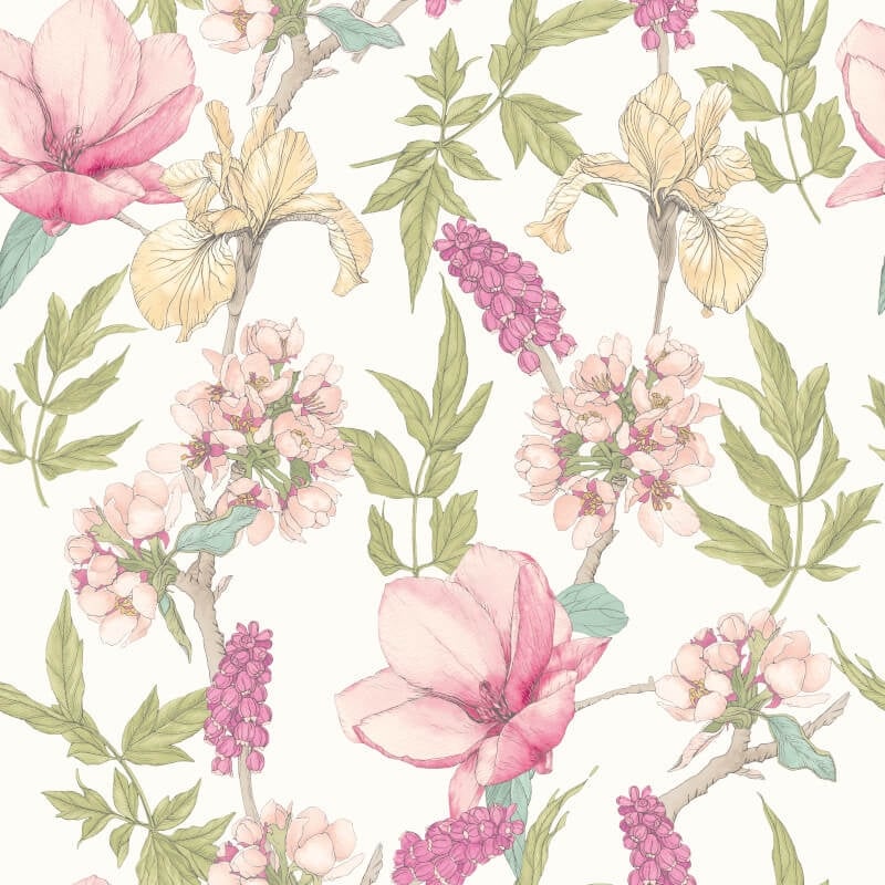 Orchid Bloom Wallpaper - Sweet Pea - Hoopla Walls - HWA1177W - Premier Wallcovering