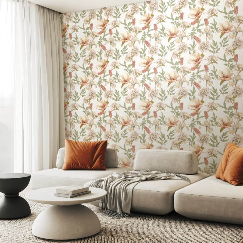 Orchid Bloom Wallpaper - Sage/Hazel - Hoopla Walls - HWA1178W - Premier Wallcovering