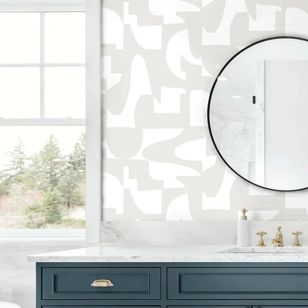Organic Geometric Wallpaper - Sea Salt - NextWall - NW56507 - Premier Wallcovering