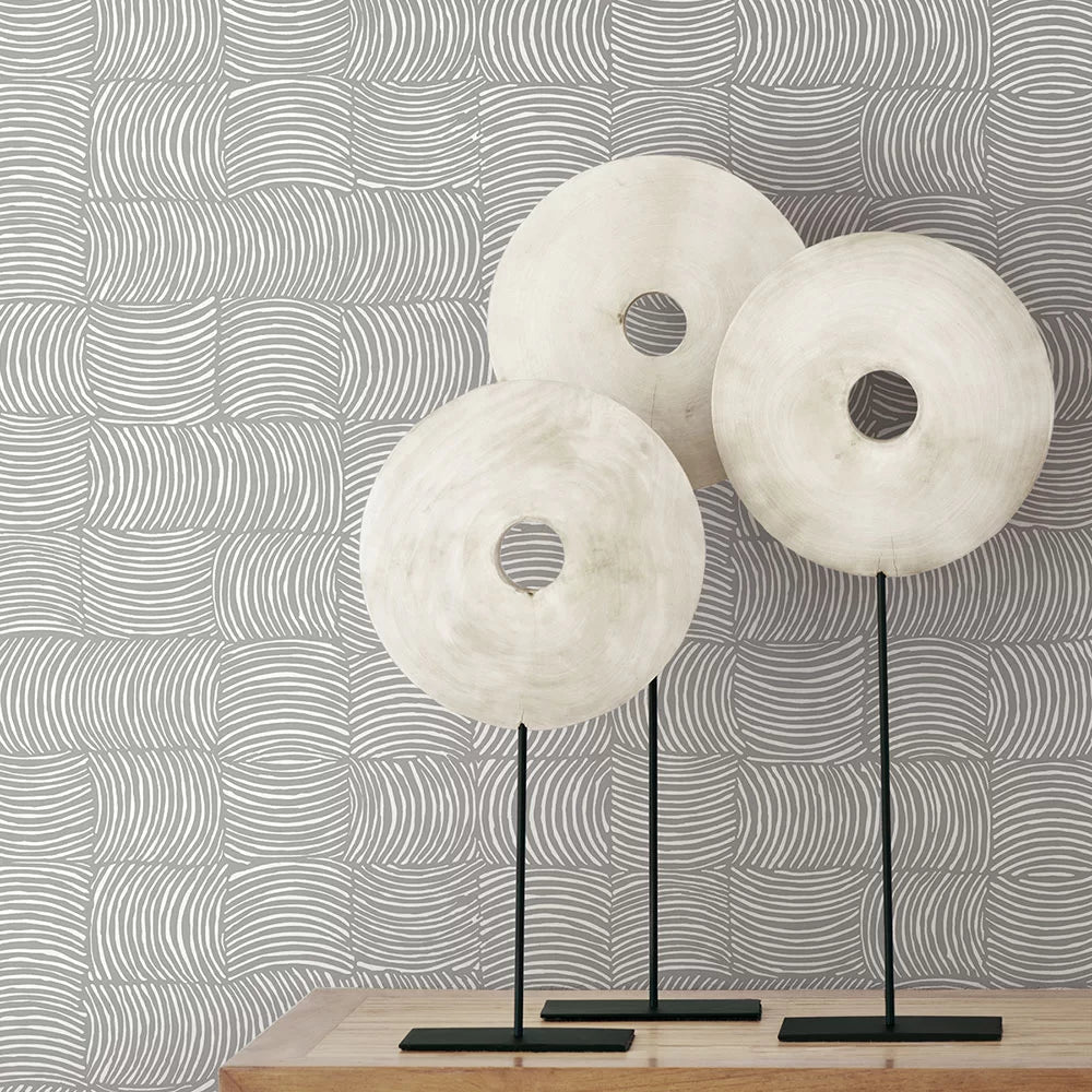 Organic Squares Wallpaper - Fog Grey - NextWall - NW55908 - Premier Wallcovering