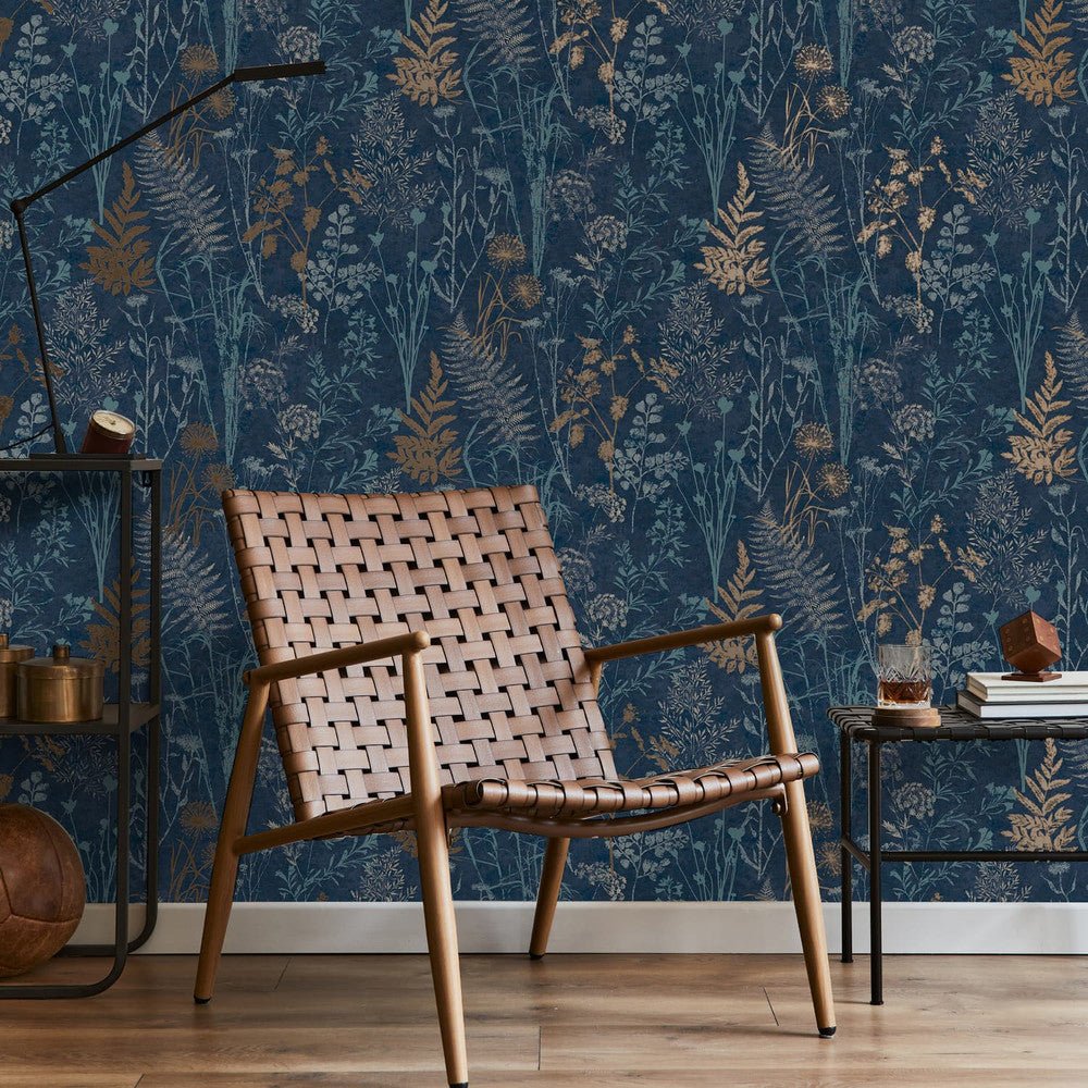 Organics Wallpaper - Navy & Copper - Superfresco Easy - 120719 - Premier Wallcovering