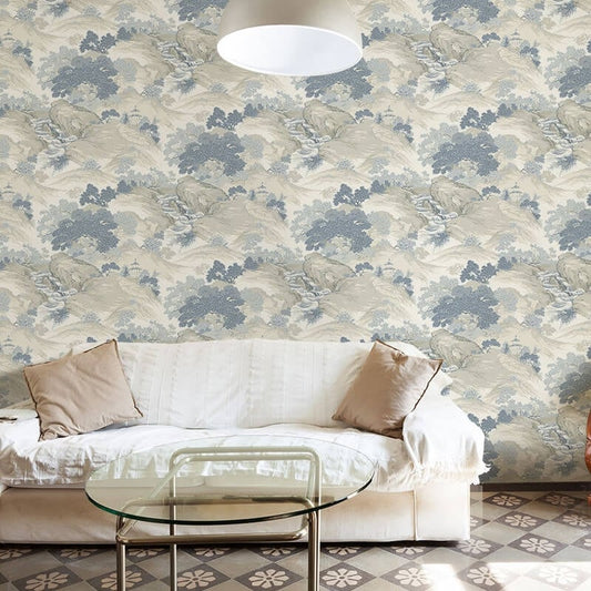 Oriental Landscape Wallpaper - China Blue - Crown - M1190 - Premier Wallcovering