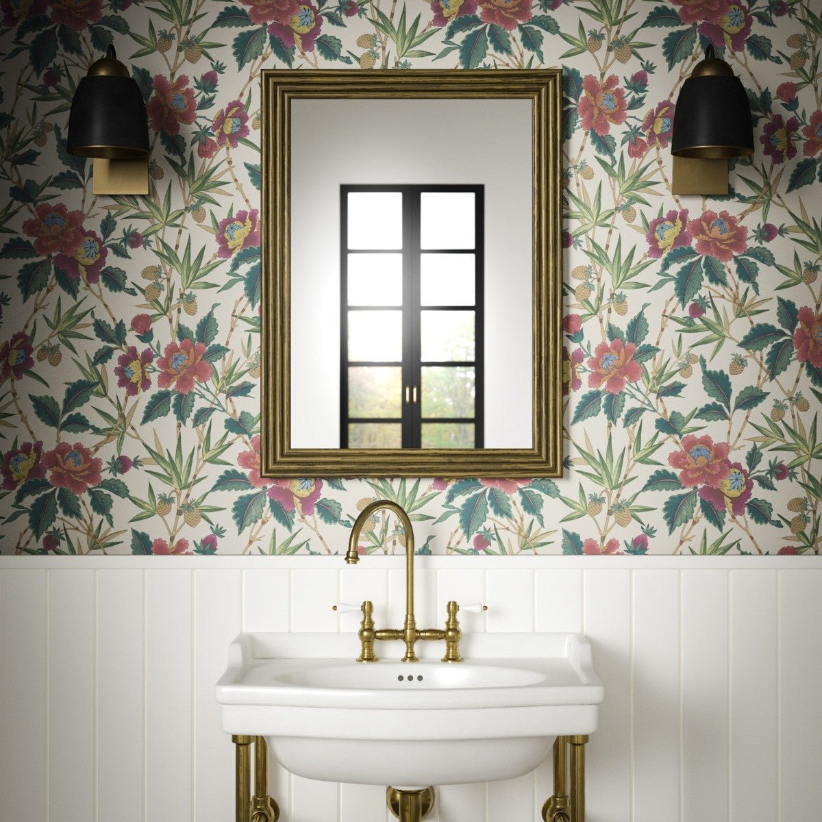 Oriental Peony Wallpaper - Spice - Warner House - Premier Wallcovering