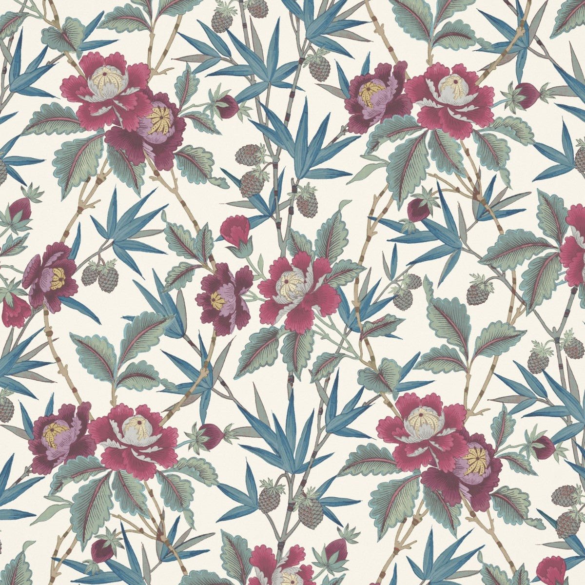 Oriental Peony Wallpaper - Raspberry - Warner House - Premier Wallcovering