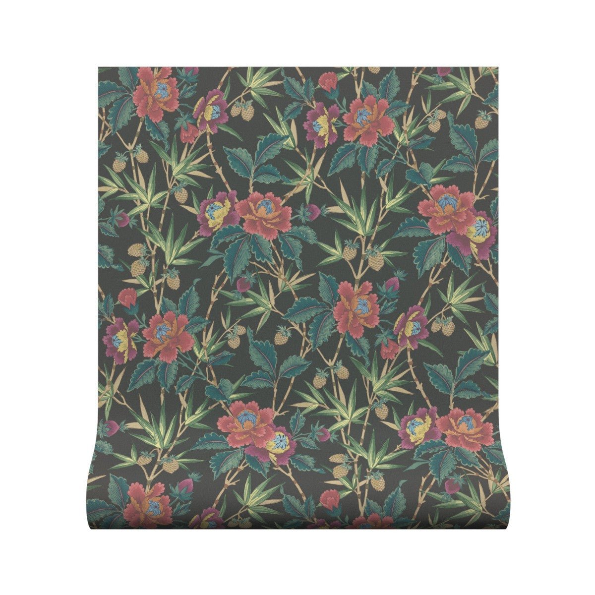 Oriental Peony Wallpaper - Charcoal - Warner House - Premier Wallcovering