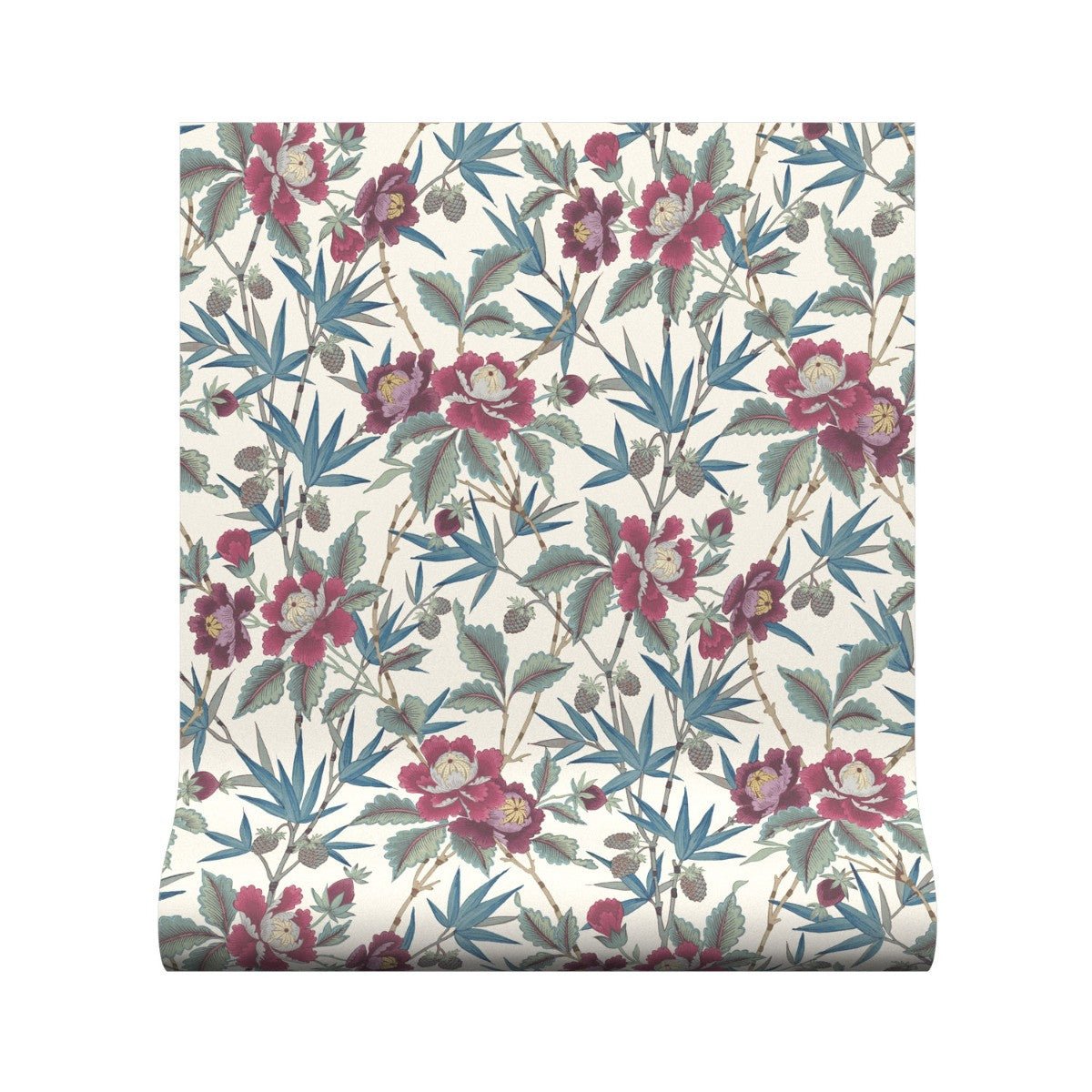 Oriental Peony Wallpaper - Raspberry - Warner House - Premier Wallcovering