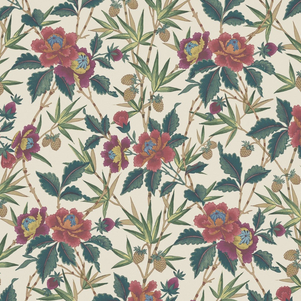 Oriental Peony Wallpaper - Spice - Warner House - Premier Wallcovering