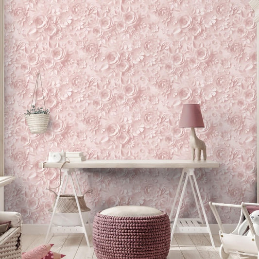 Origami Flowers Wallpaper - Pink - Muriva - M44603 - Premier Wallcovering
