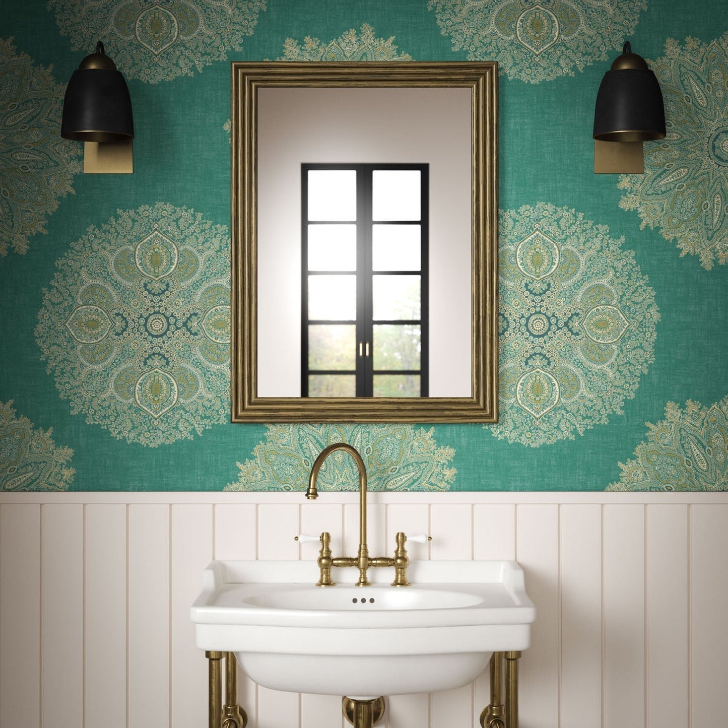 Orissa Wallpaper - Teal - Warner House - Premier Wallcovering
