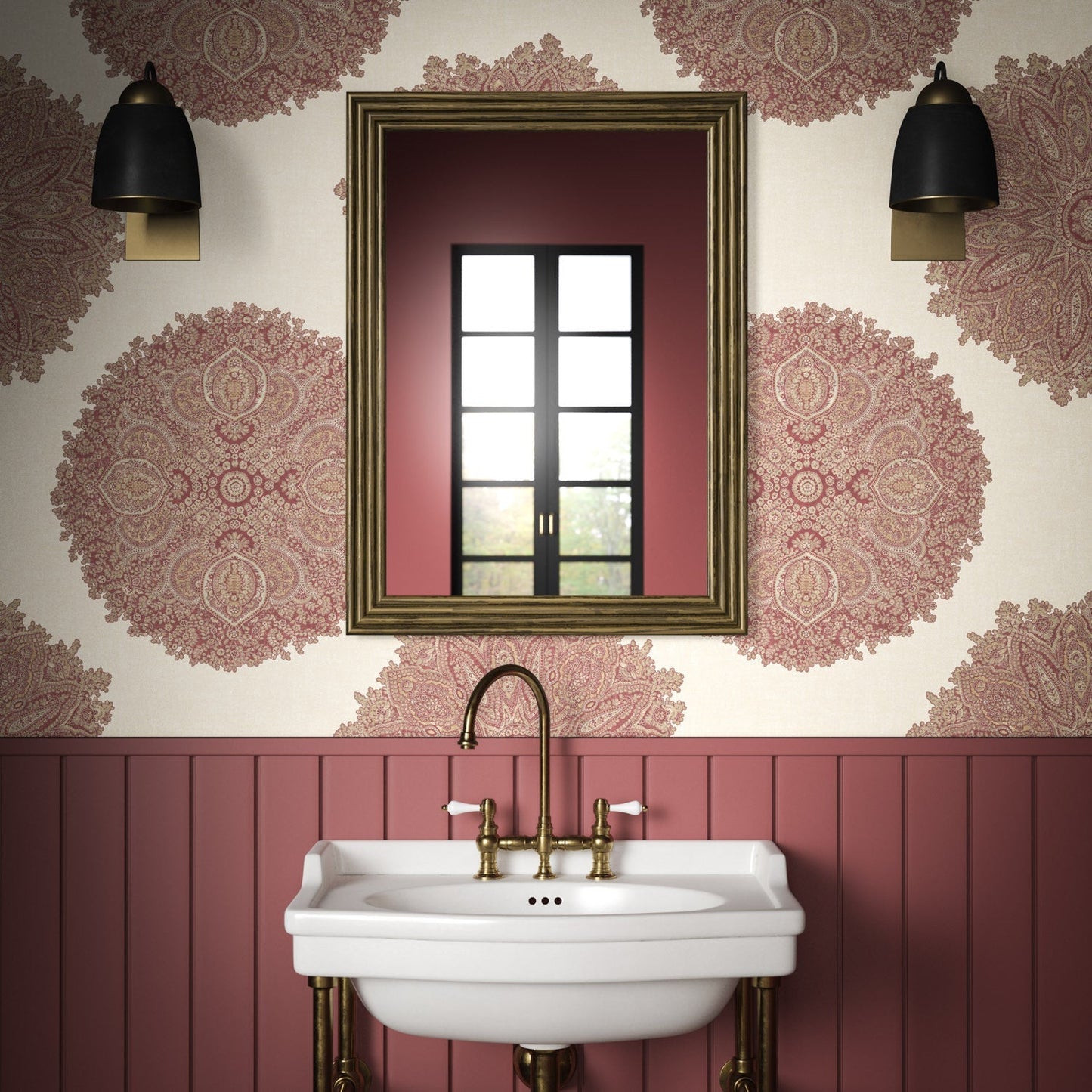 Orissa Wallpaper - Scarlet - Warner House - Premier Wallcovering