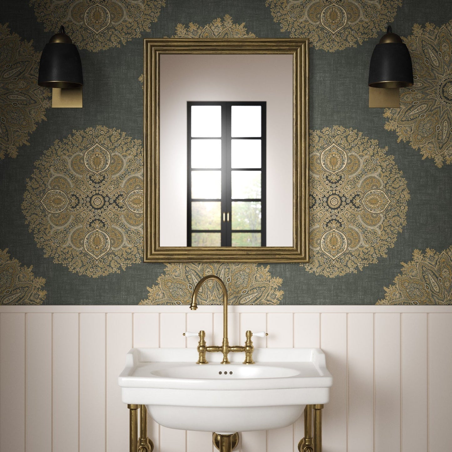 Orissa Wallpaper - Ebony - Warner House - Premier Wallcovering