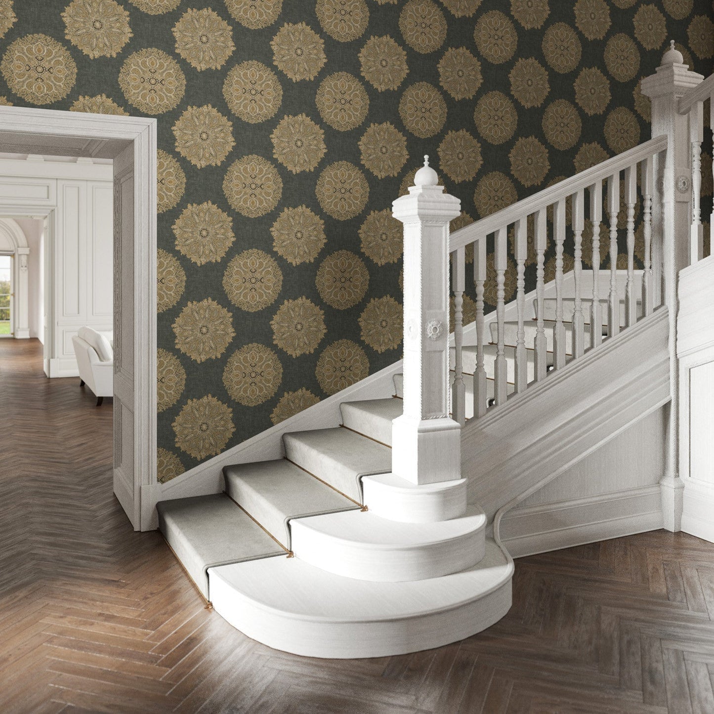 Orissa Wallpaper - Ebony - Warner House - Premier Wallcovering